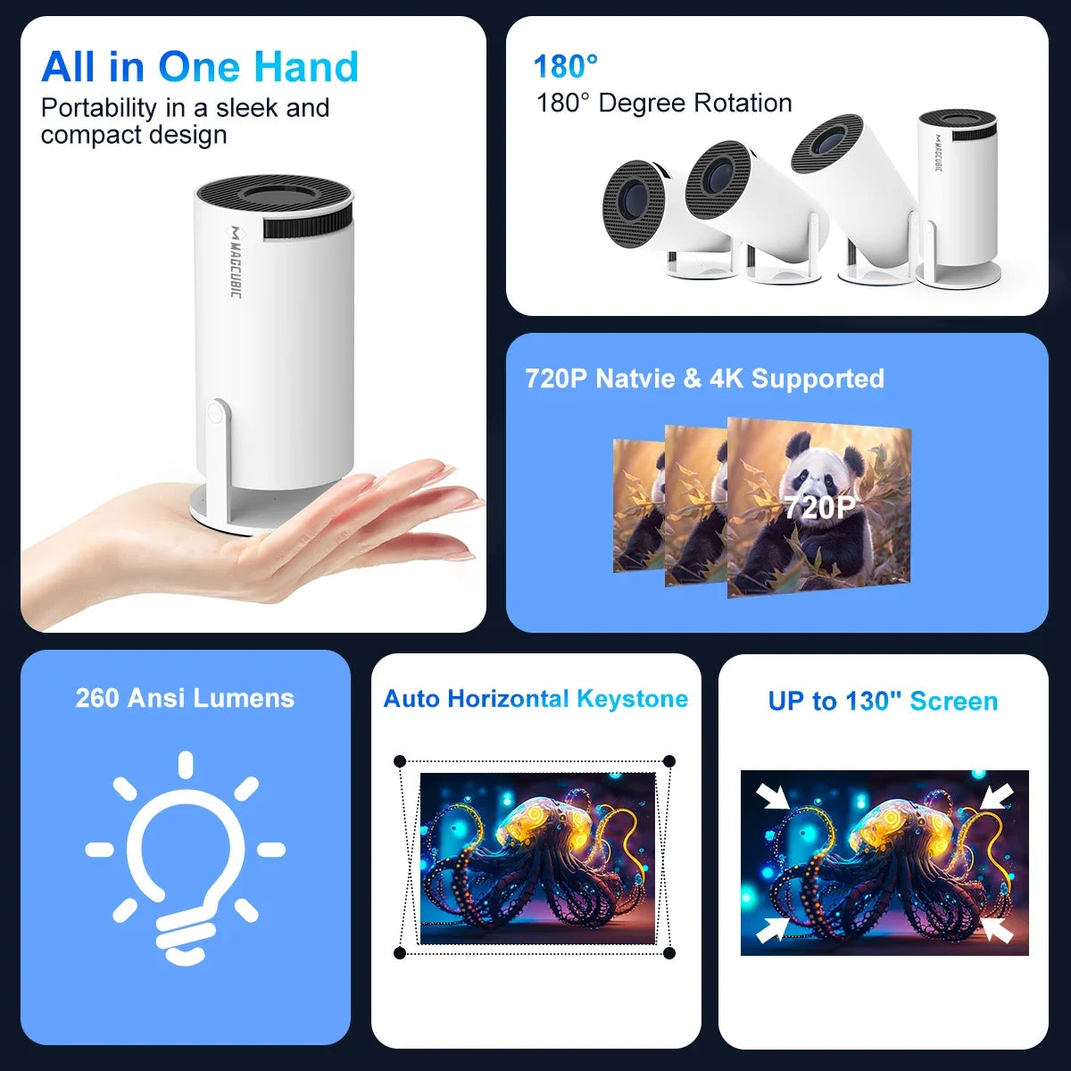 Portable 4K HD Pro Projector